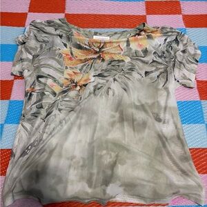 Christopher & Banks Tropical Floral Short Sleeve Top
